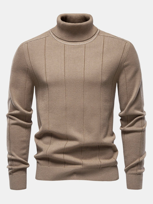 Vertical Ribbed Turtleneck Jumper