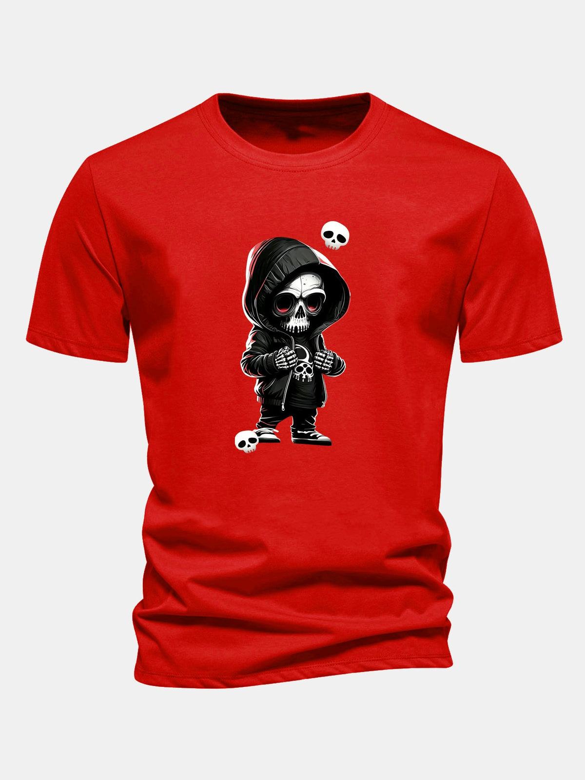 Grim Reaper Skeleton Print Cotton T-Shirt