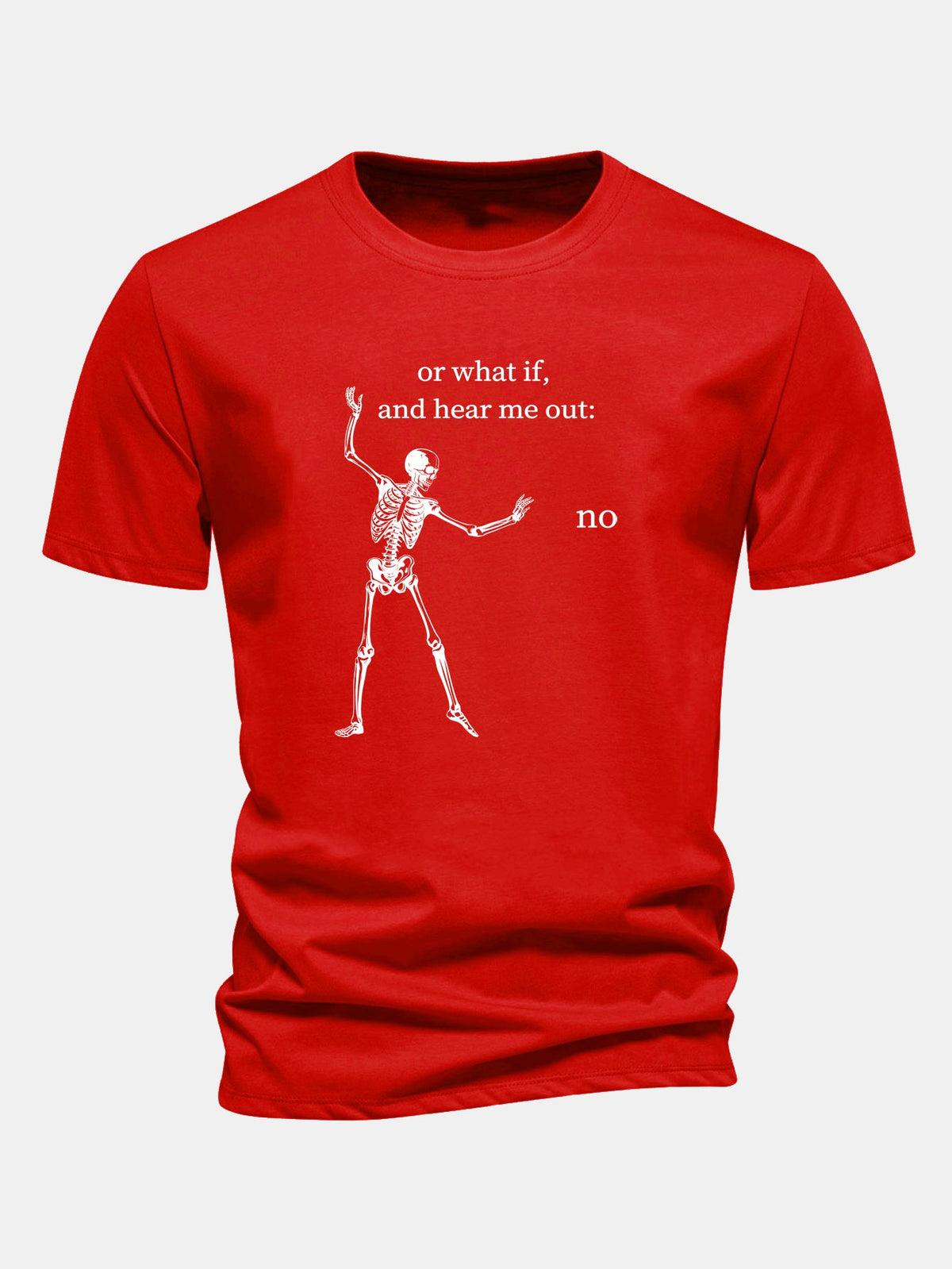 "Listen To What I Have To Say" Skeleton Print Cotton T-Shirt