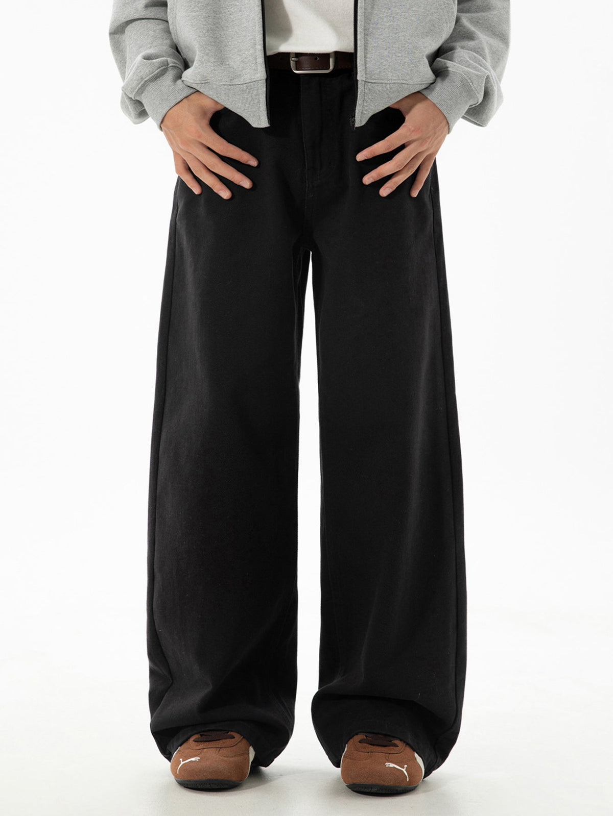 Washed Wide Leg Denim Jeans