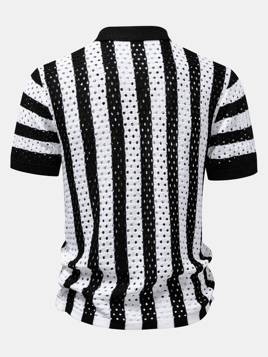 Striped Open Knit Shirt