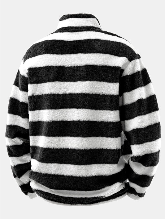 Striped Teddy Fleece Quarter-Zip Sweatshirt