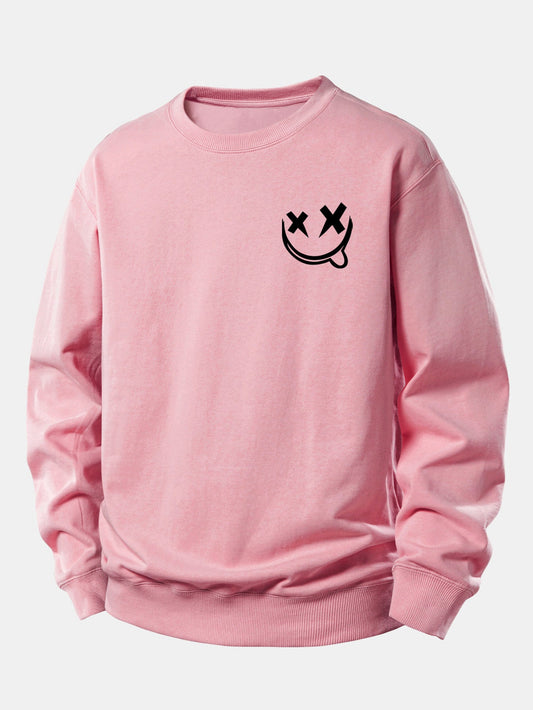 Smiley Print Relaxed Sweatshirt