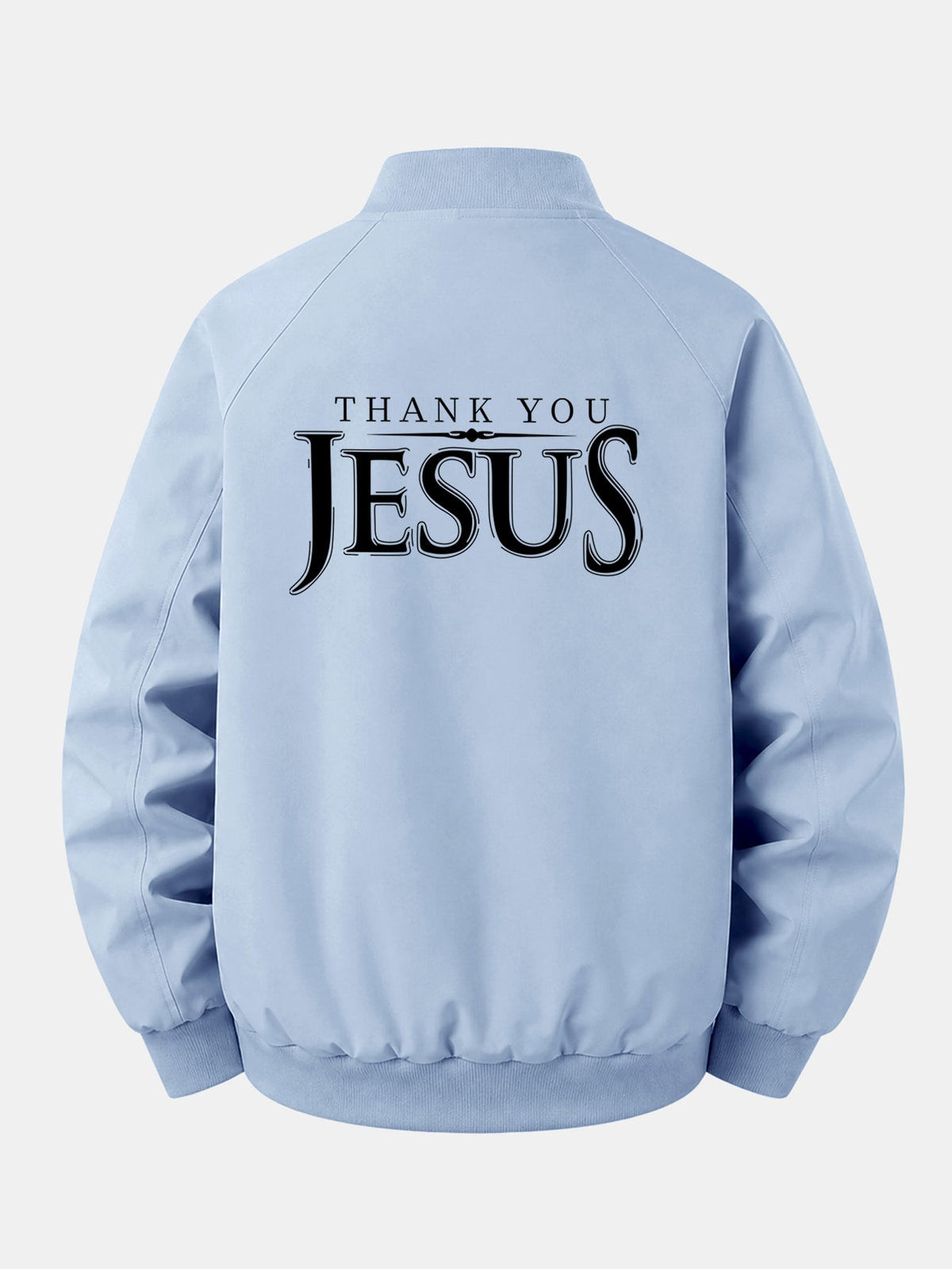 Jesus Print Relaxed Zip Bomber Jacket