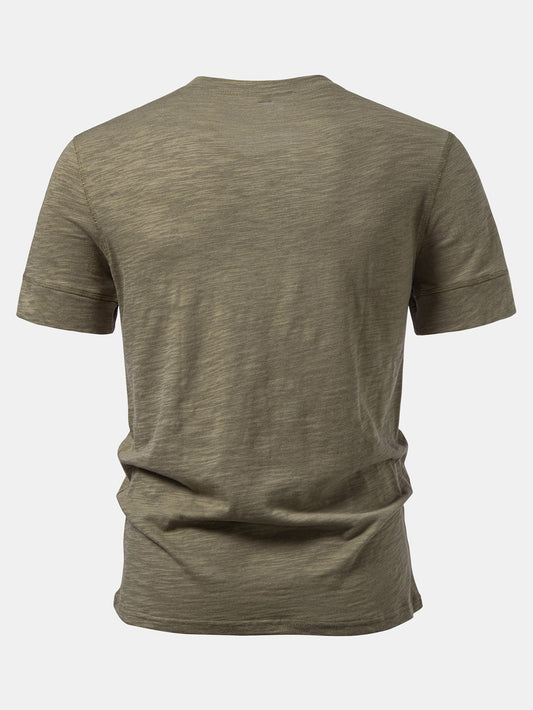 Textured Cotton Henley T-Shirt