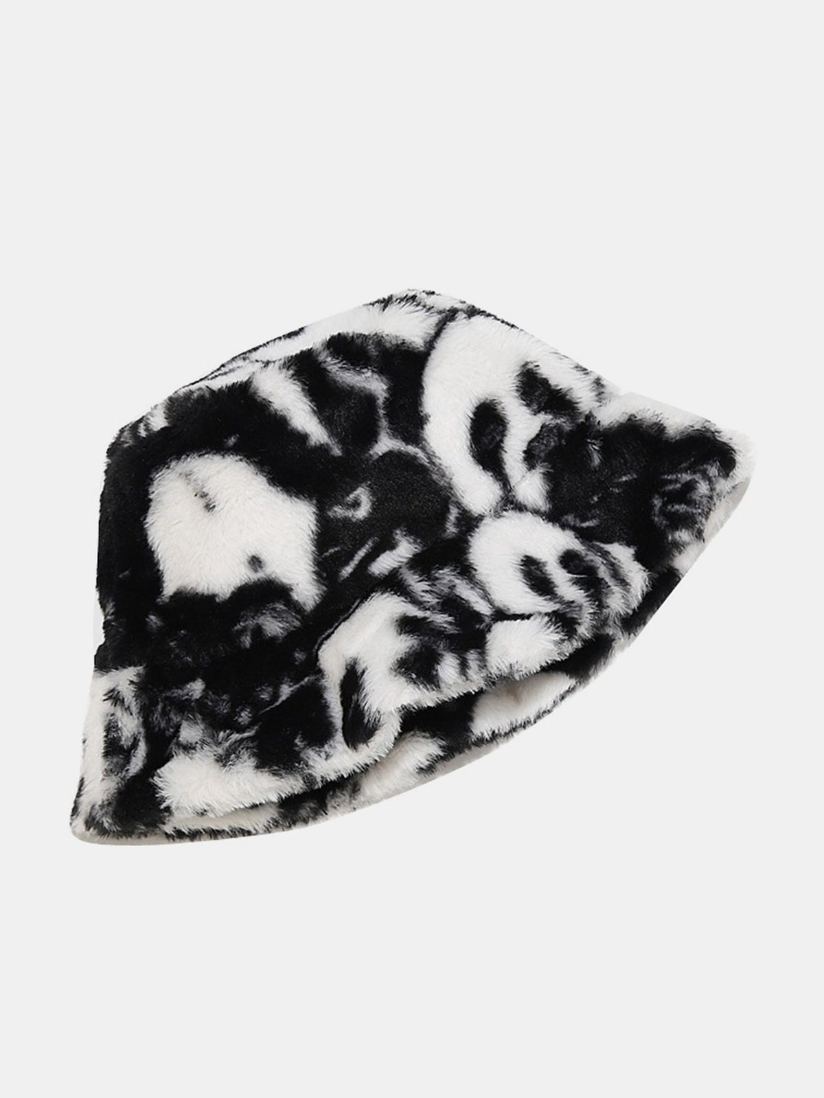 Panda Print Faux Fur Winter Bucket Hat