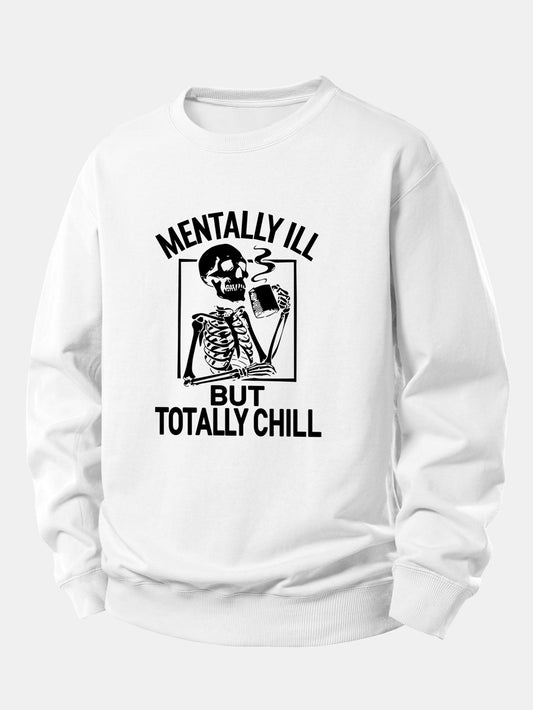 Coffee Skeleton Print Relaxed Sweatshirt
