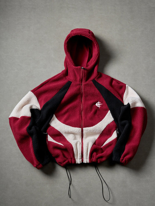 Colour Block Sherpa Fleece Hooded Jacket