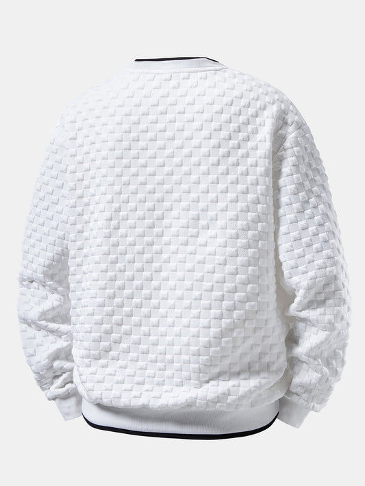 2-in-1 Plaid Jacquard Sweatshirt