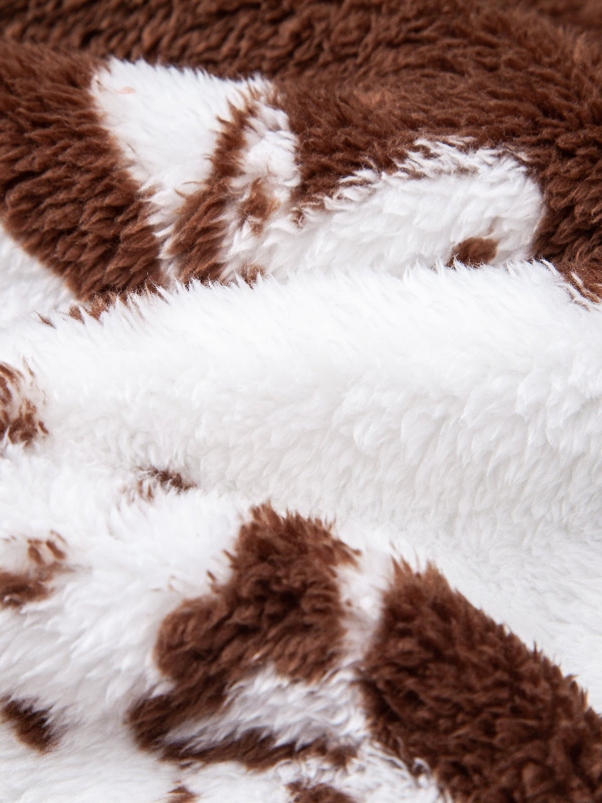 Cow Print Teddy Zip Hooded Jacket