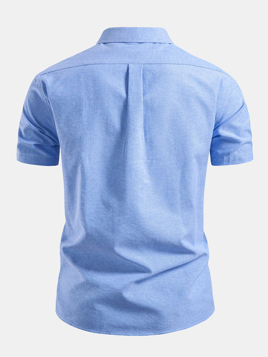 Camisa Oxford de algodão listrado com botões e contraste