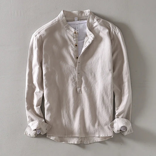 Caleb Linen Mandarin Shirt