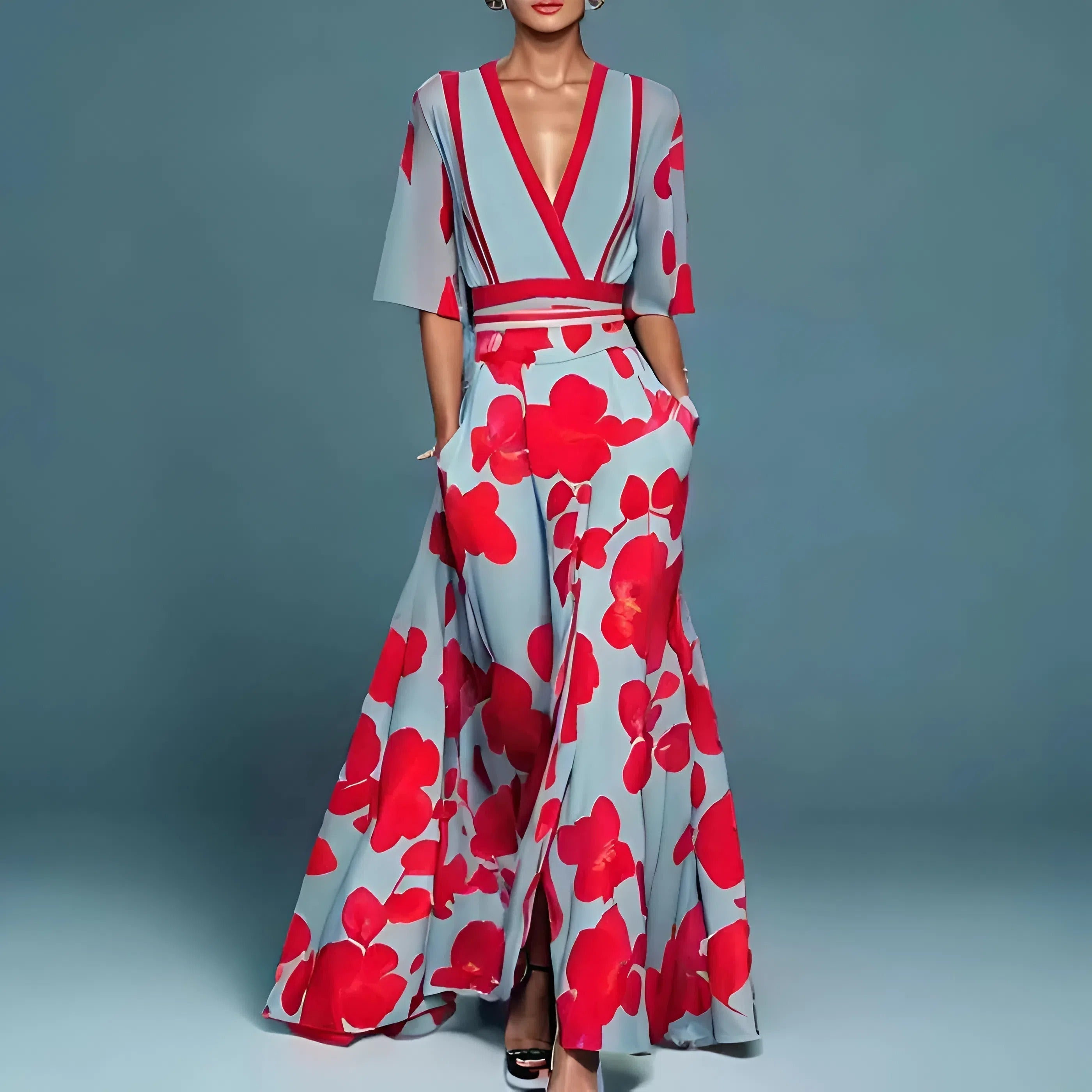 MOREAU LYON | ROBE FLORALE COL V POUR FEMMES