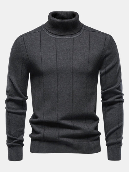 Vertical Ribbed Turtleneck Jumper