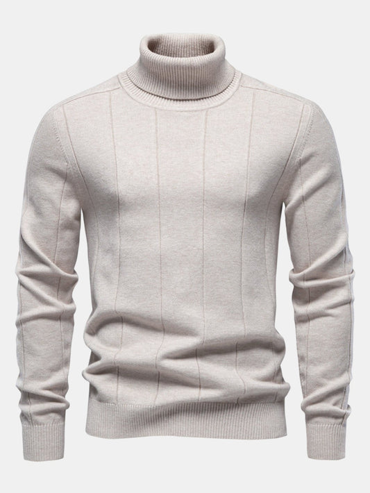 Vertical Ribbed Turtleneck Jumper