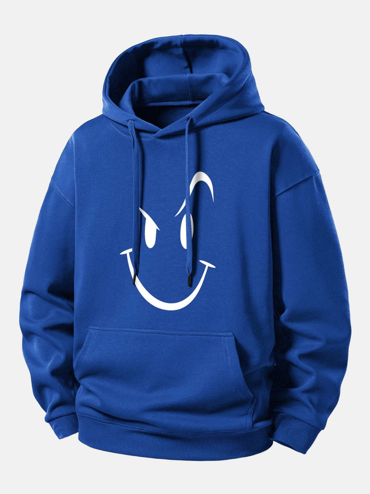 Moletom com capuz e estampa de carinha sorridente, modelagem confortável