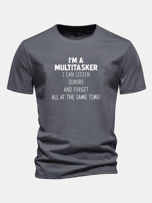 Camiseta de algodão estampada multifuncional de corte regular