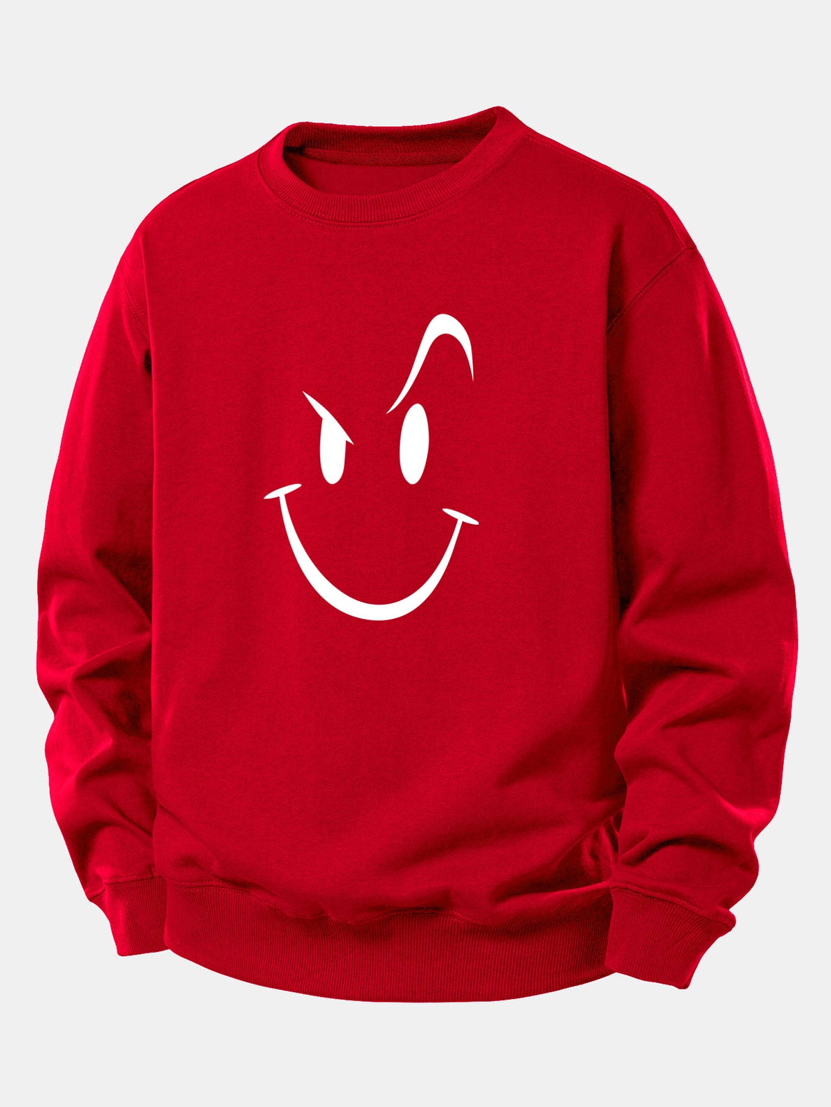 Moletom de caimento confortável com estampa de carinha sorridente