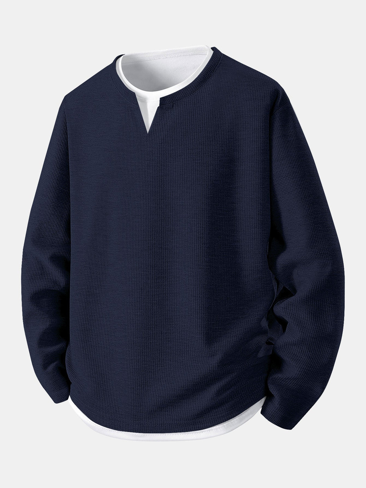 Camiseta 2 em 1 com Mangas Longas e Caimento Relaxado em Textura Waffle