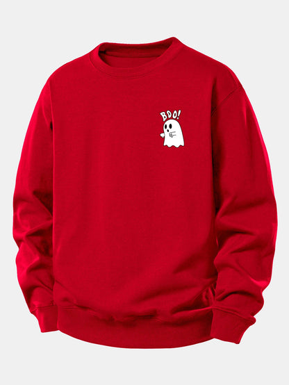 BOO Ghost Print Relaxed Sweatshirt
