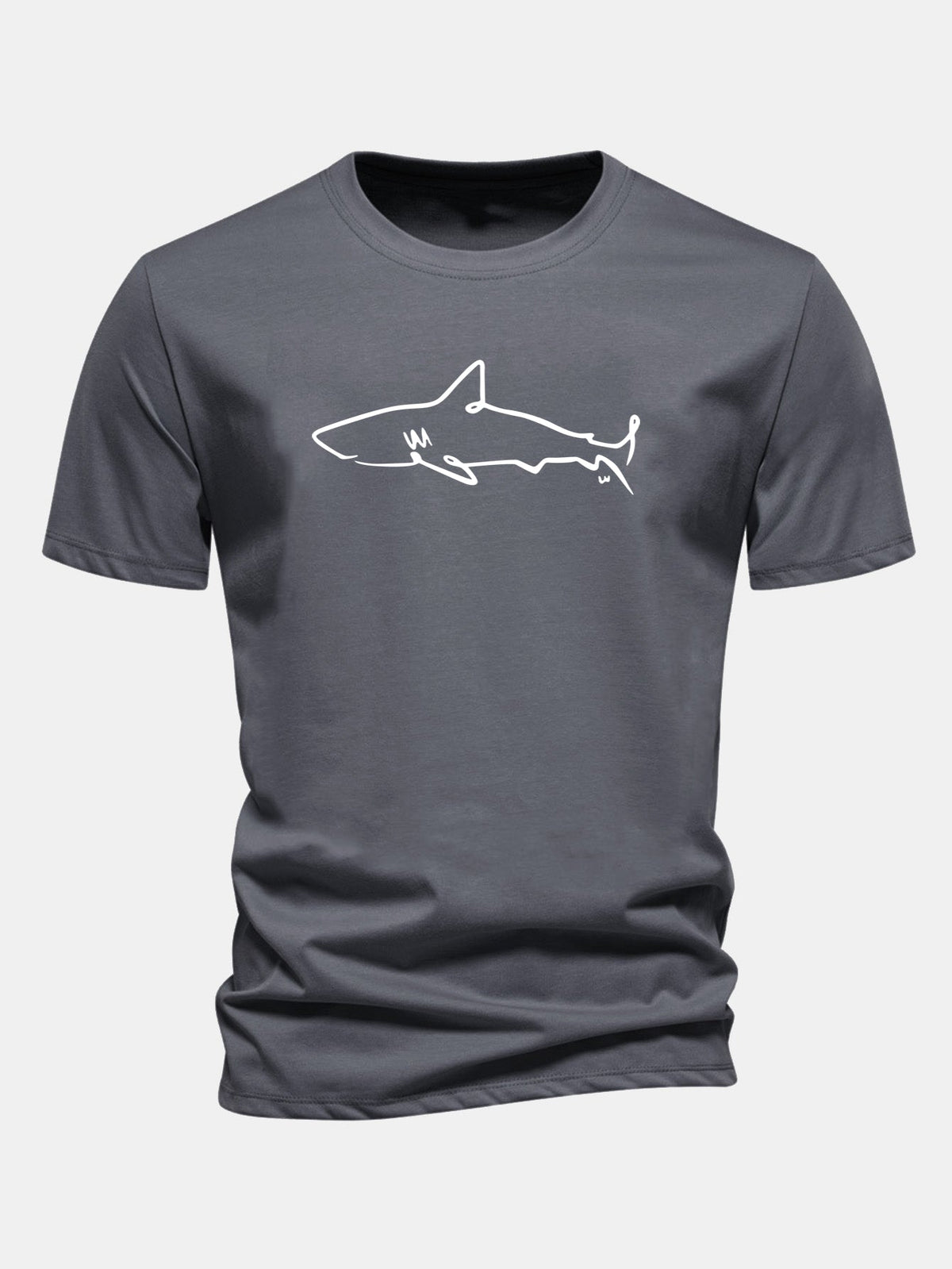 Camiseta de algodão com estampa de tubarão e corte regular