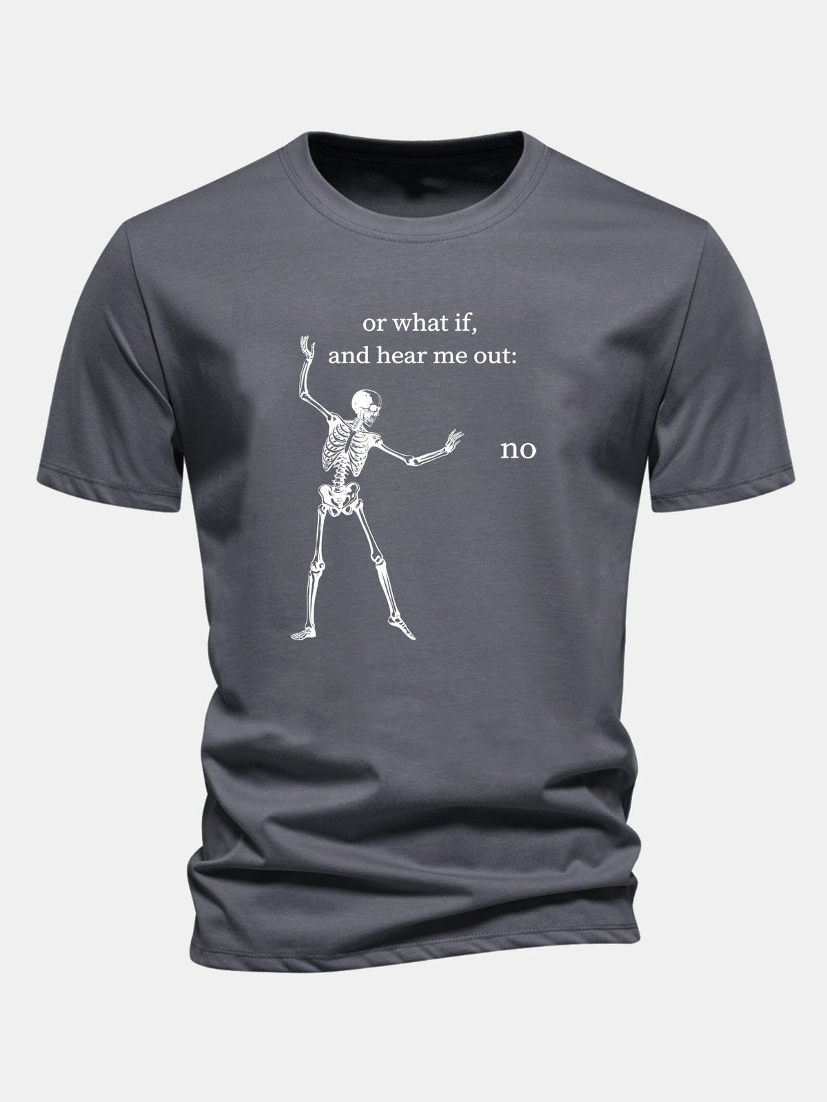 "Listen To What I Have To Say" Skeleton Print Cotton T-Shirt