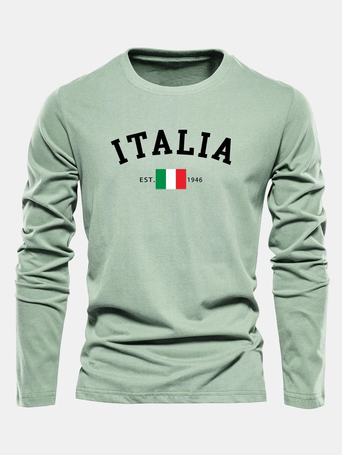 Camiseta de algodão de manga longa com estampa da Itália