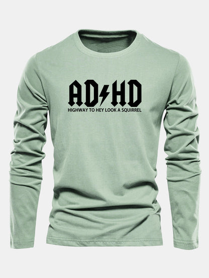 ADHD Print Long Sleeve Cotton T-Shirt