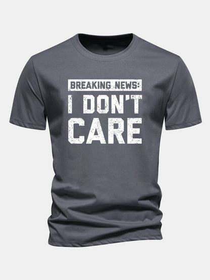 Camiseta de algodão com estampa “Eu não me importo” e corte regular