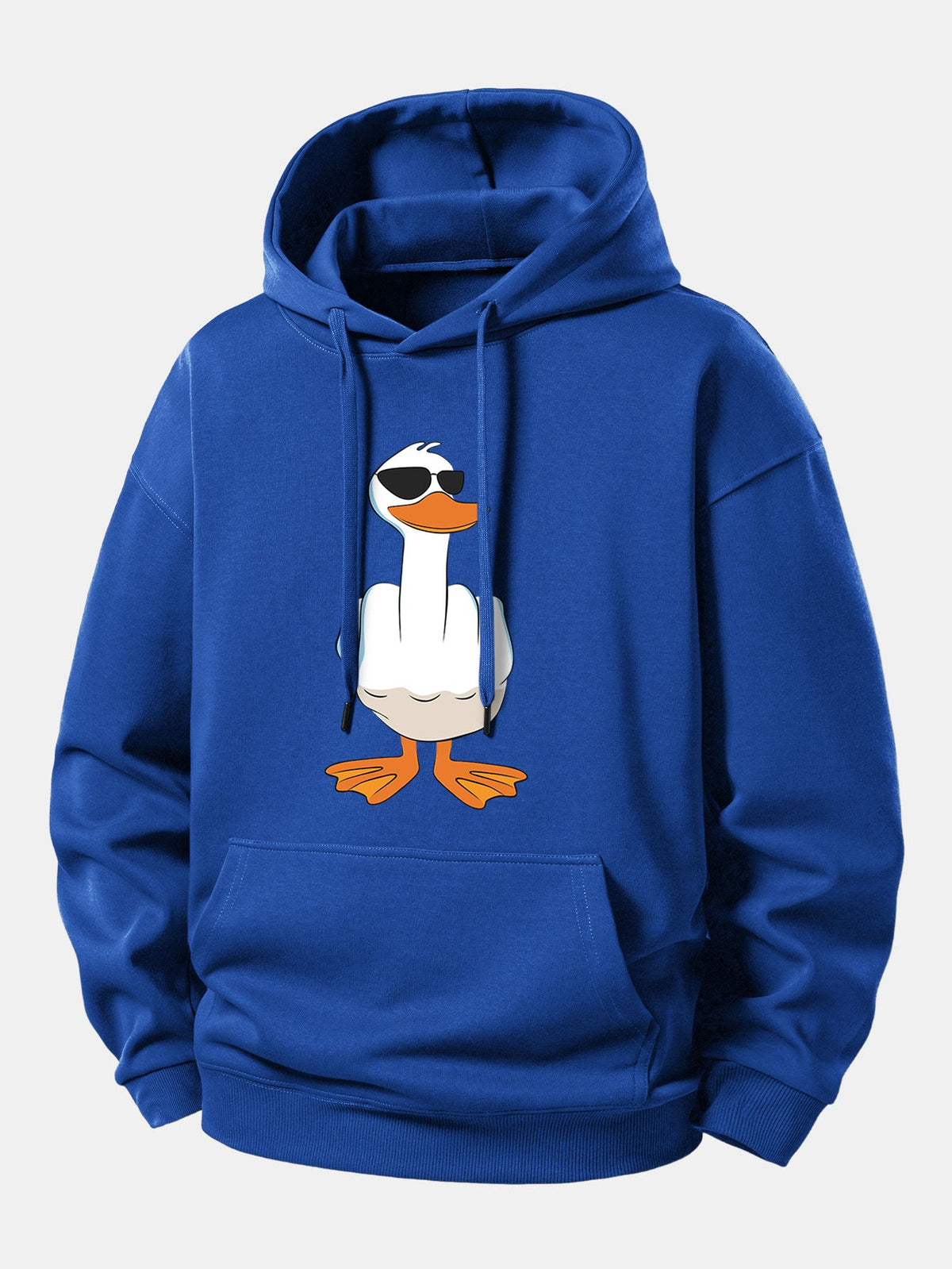 Moletom com Capuz de Ajuste Confortável e Estampa Engraçada de Pato com o Dedo do Meio