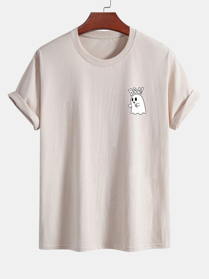 BOO Ghost Print Cotton T-Shirt