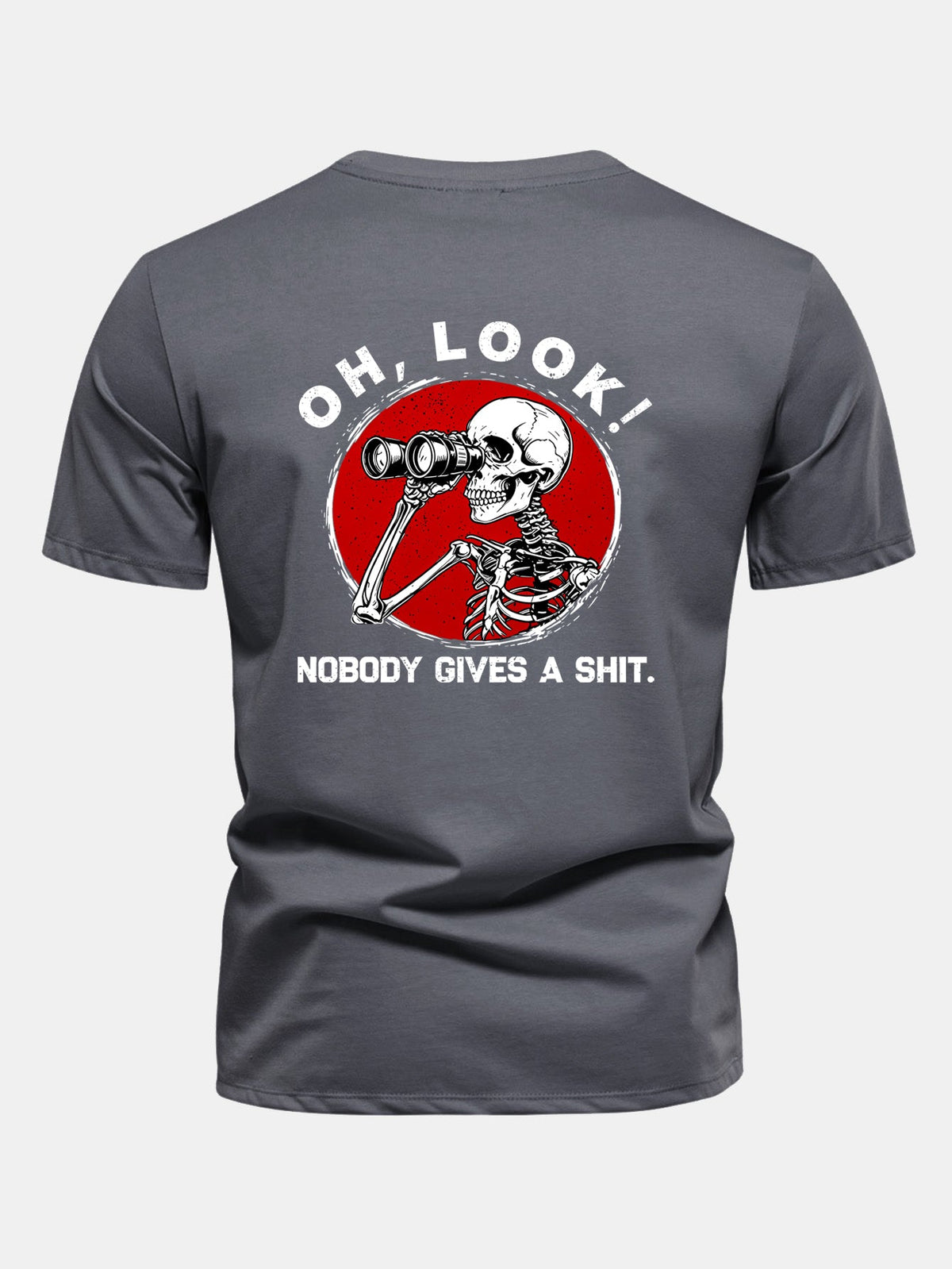 Telescope Skeleton Back Print Cotton T-Shirt