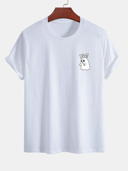BOO Ghost Print Cotton T-Shirt