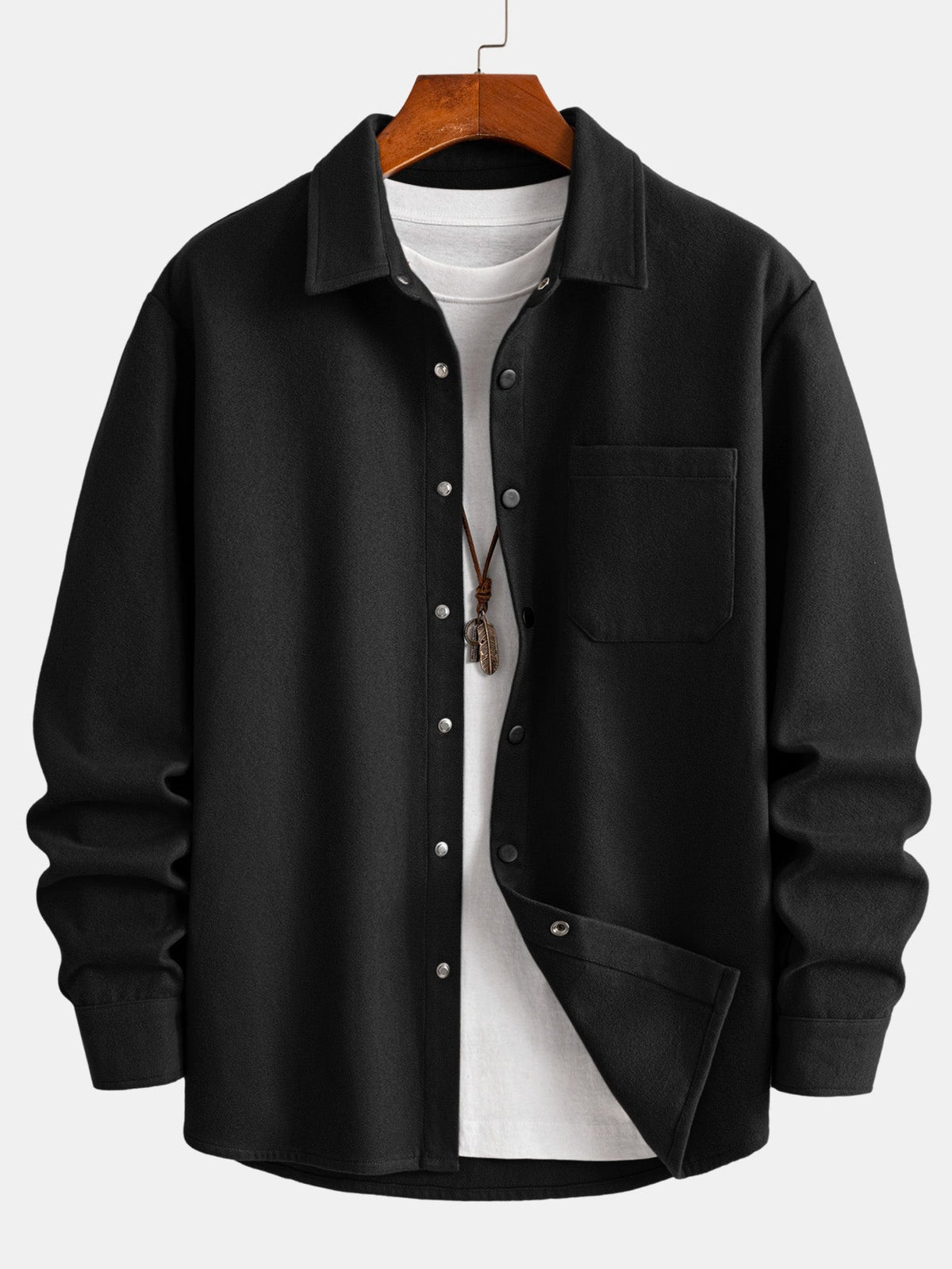 Wool-Look Snap Button Shirt