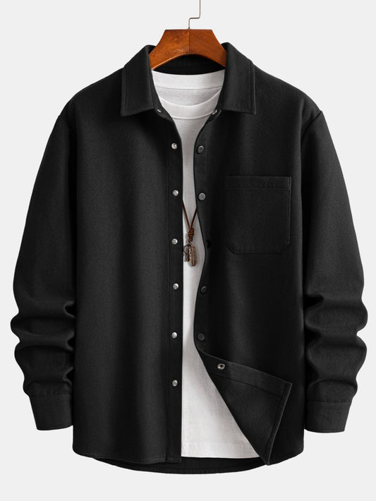 Wool-Look Snap Button Shirt