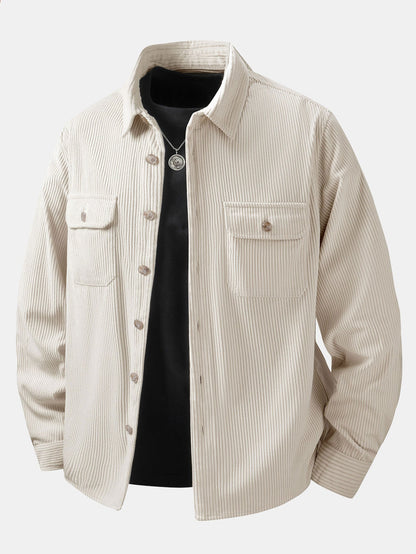Sobrecamisa de veludo cotelê com dois bolsos no peito