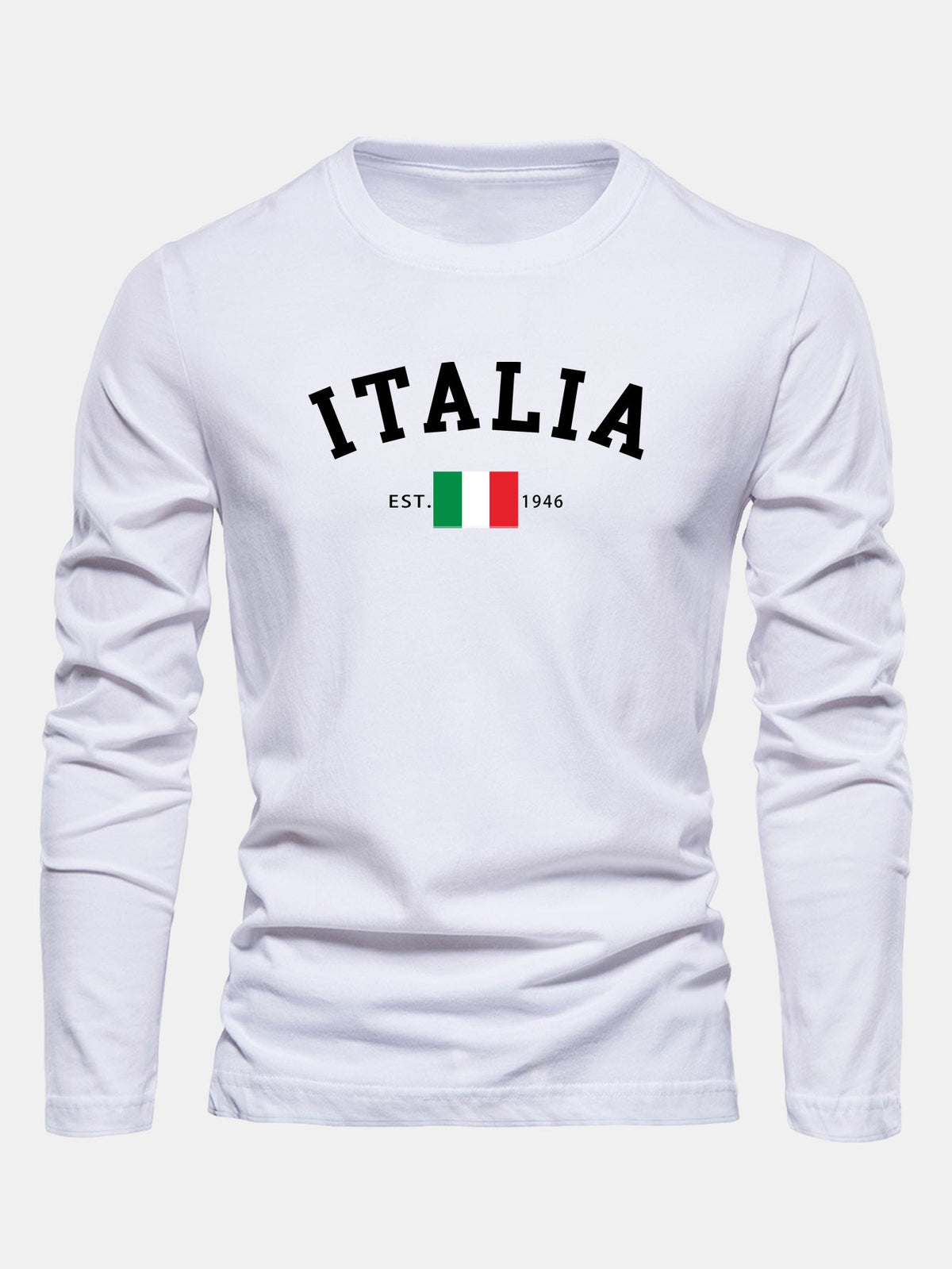 Camiseta de algodão de manga longa com estampa da Itália