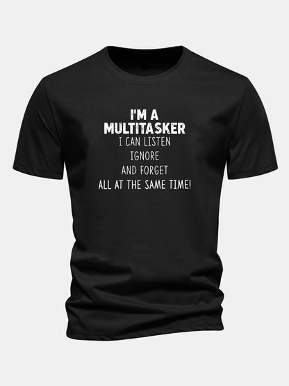 Camiseta de algodão estampada multifuncional de corte regular