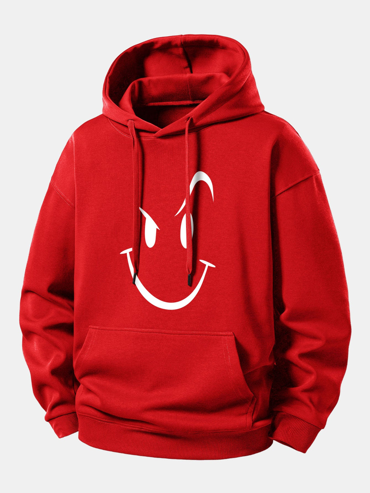Moletom com capuz e estampa de carinha sorridente, modelagem confortável