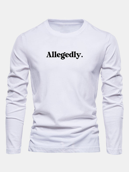 Camiseta de algodão de manga longa com estampa supostamente alegada
