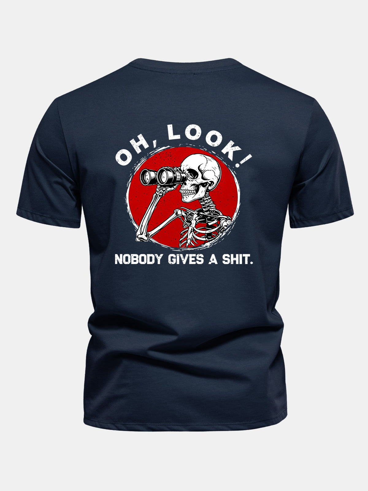 Telescope Skeleton Back Print Cotton T-Shirt
