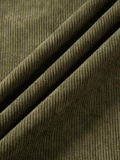 Camisa de veludo cotelê de manga longa com gola alta