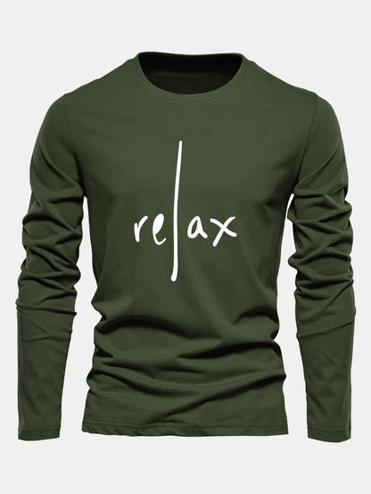 Relax Print Long Sleeve Cotton T-Shirt