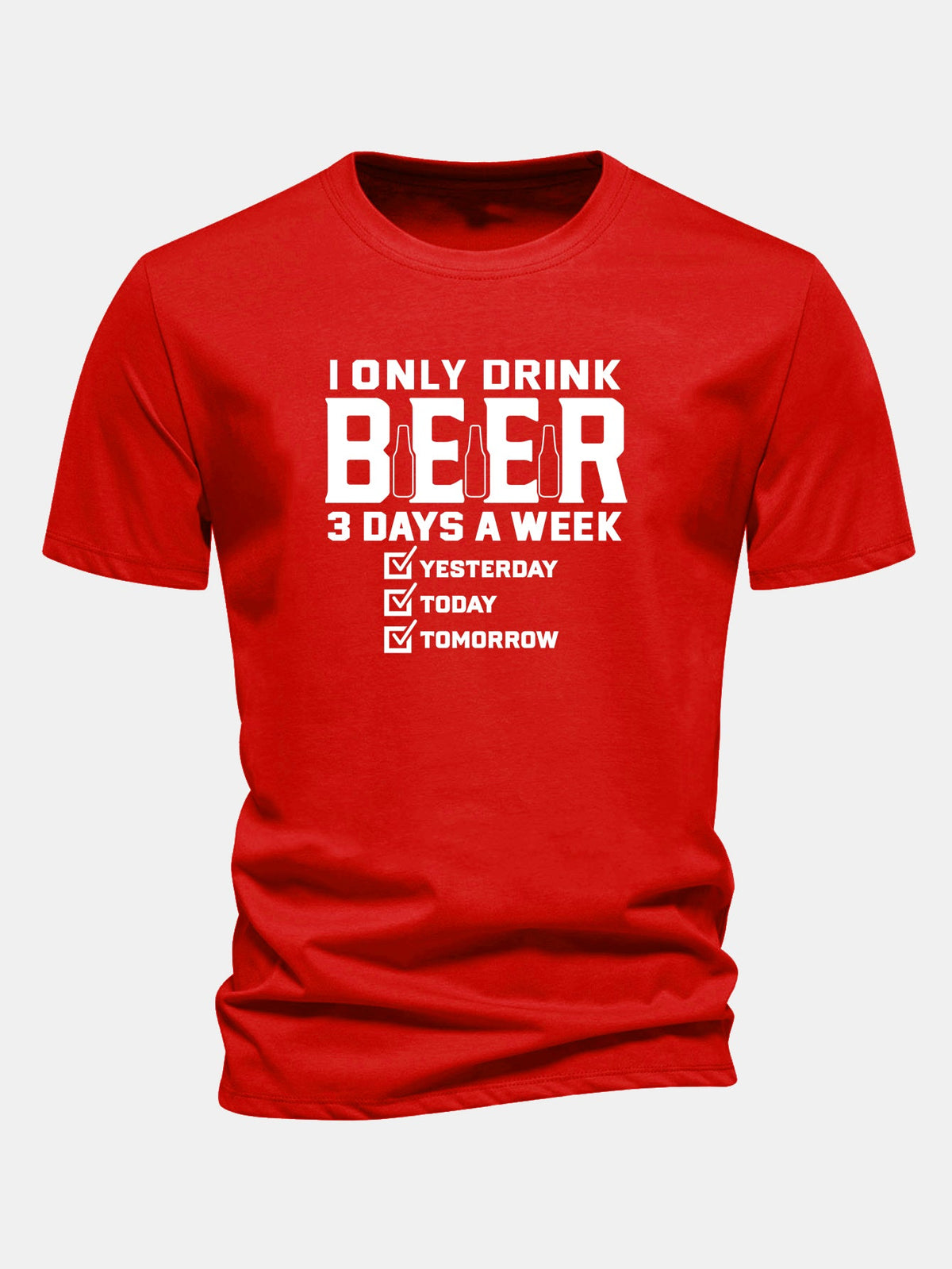 Camiseta de algodão de caimento regular com estampa “I Only Drink Beer”