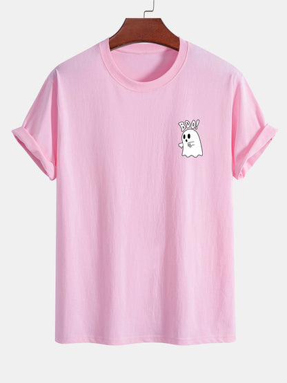 BOO Ghost Print Cotton T-Shirt