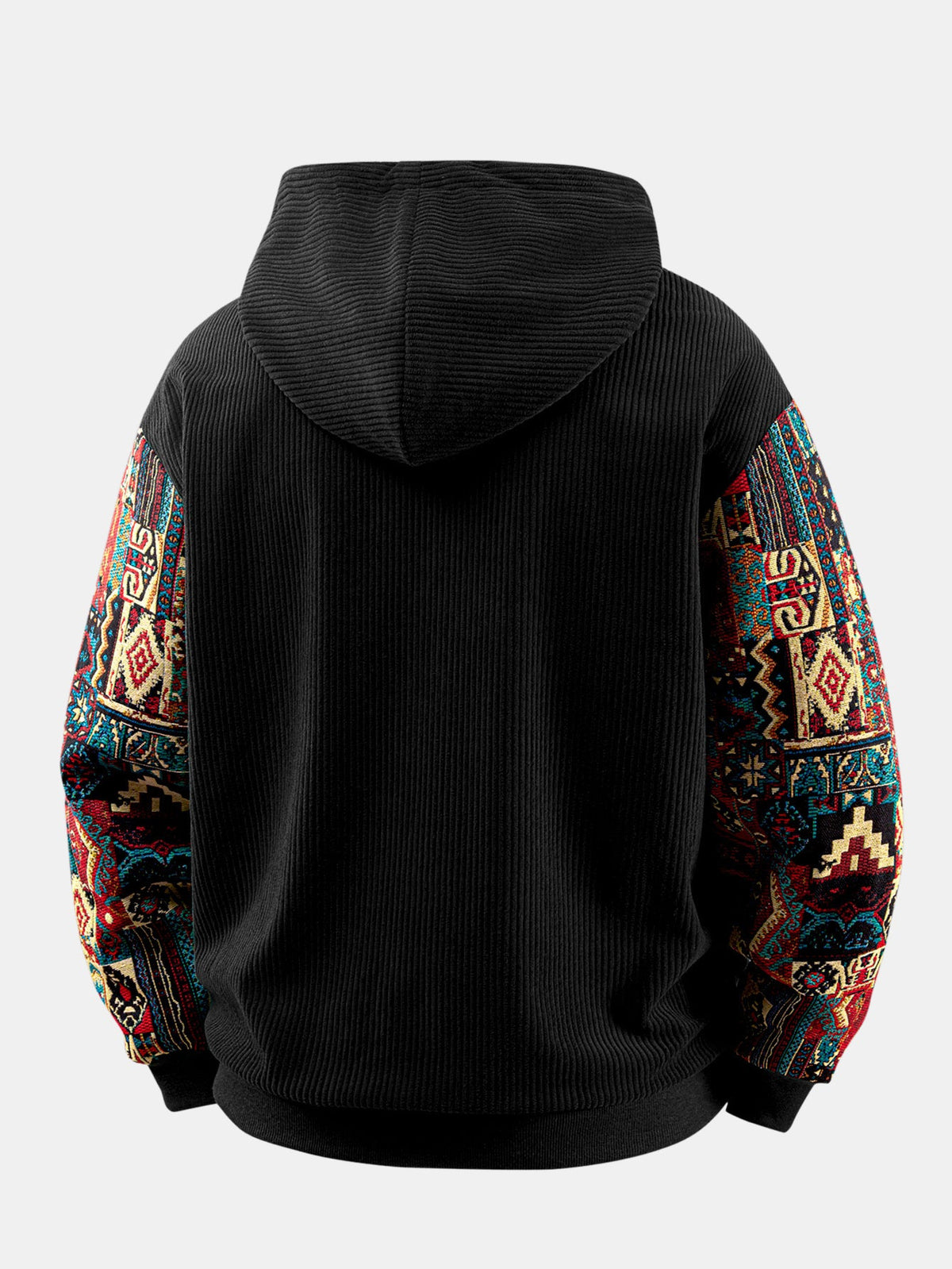 Geometric Jacquard Corduroy Patchwork Hoodie & Trousers Set