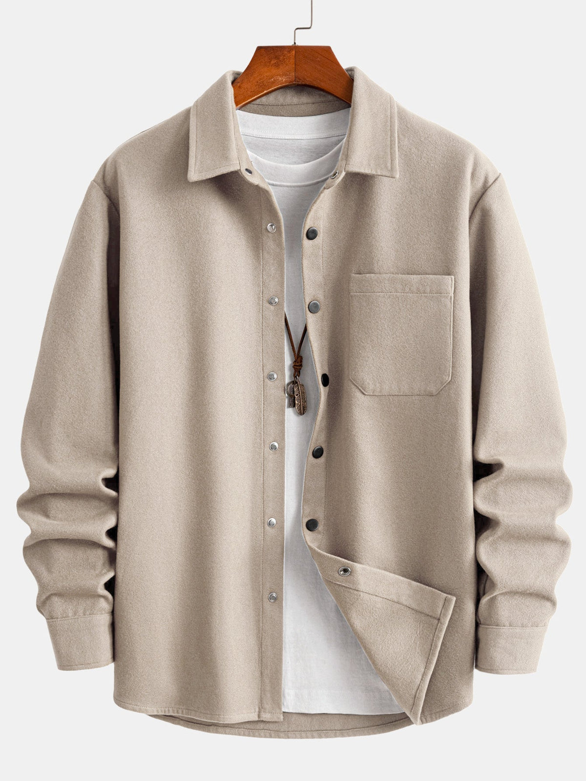 Wool-Look Snap Button Shirt