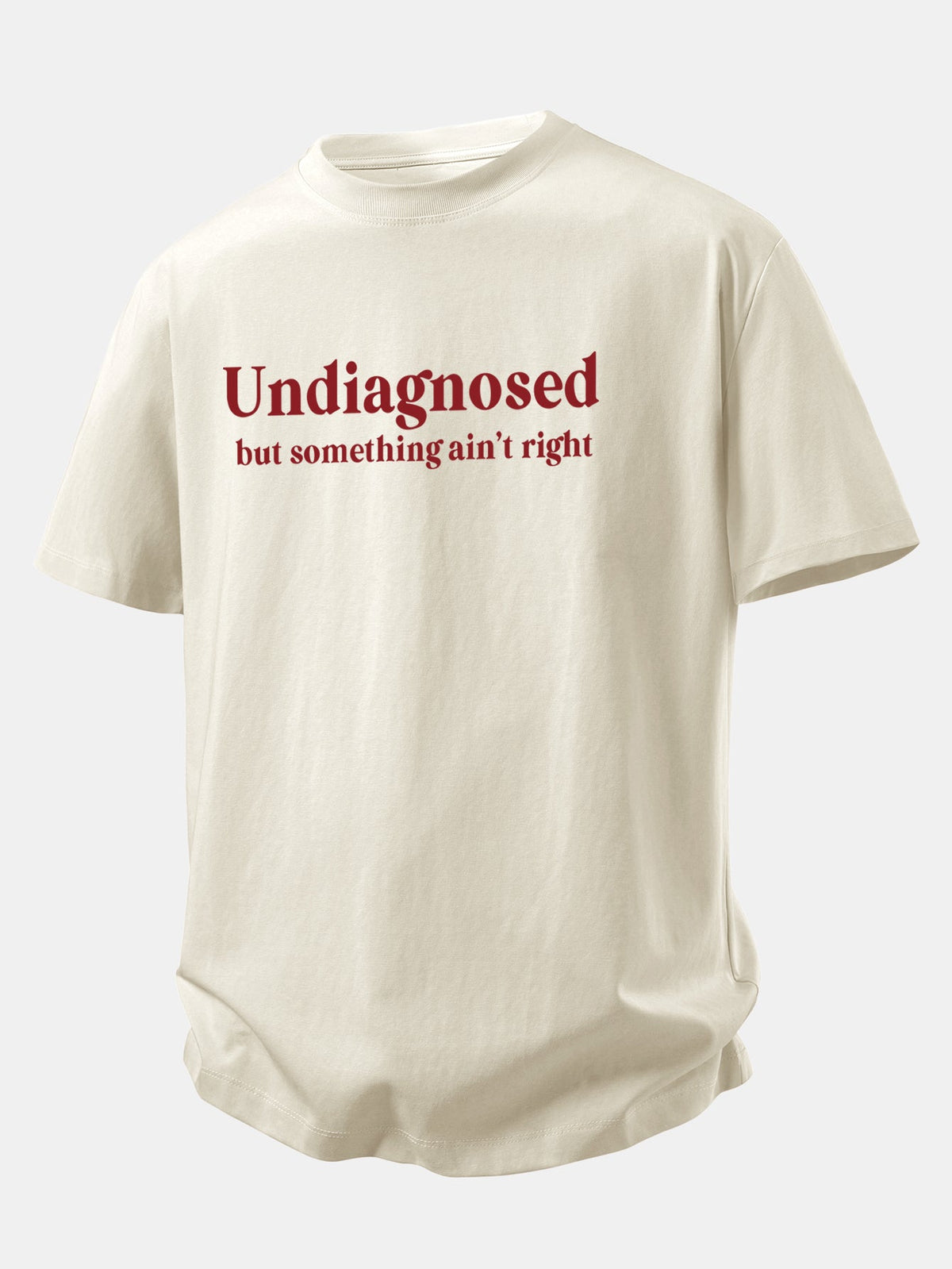 Camiseta de algodão com estampa não diagnosticada e caimento confortável