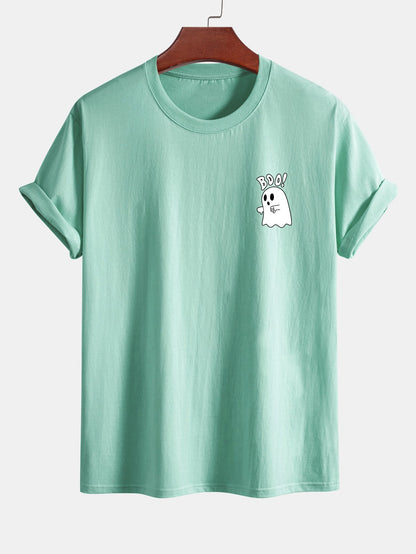BOO Ghost Print Cotton T-Shirt