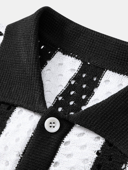 Striped Open Knit Shirt